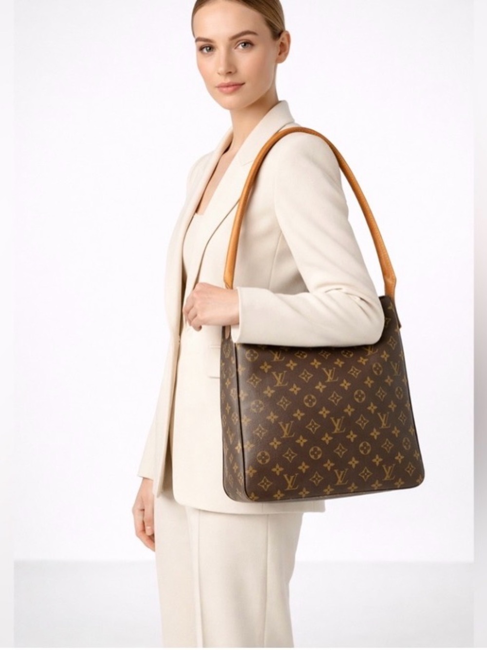 Louis Vuitton Brown Monogram Hobo with Tan Strap - Picture 9 of 10